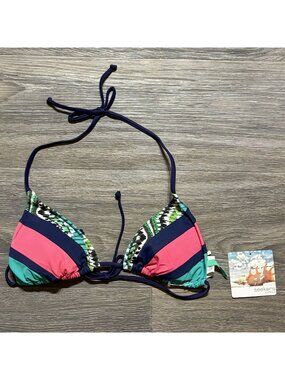 Seekers Australia Jade Triangle String Bikini Top Size Large 10 Striped NEW